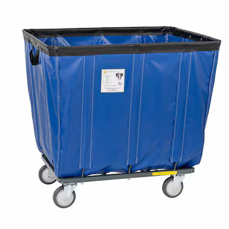 R&B Wire Products 412Soc/Bl Vinyl Basket Truck With Steel Base, 12 Bushel, Blue