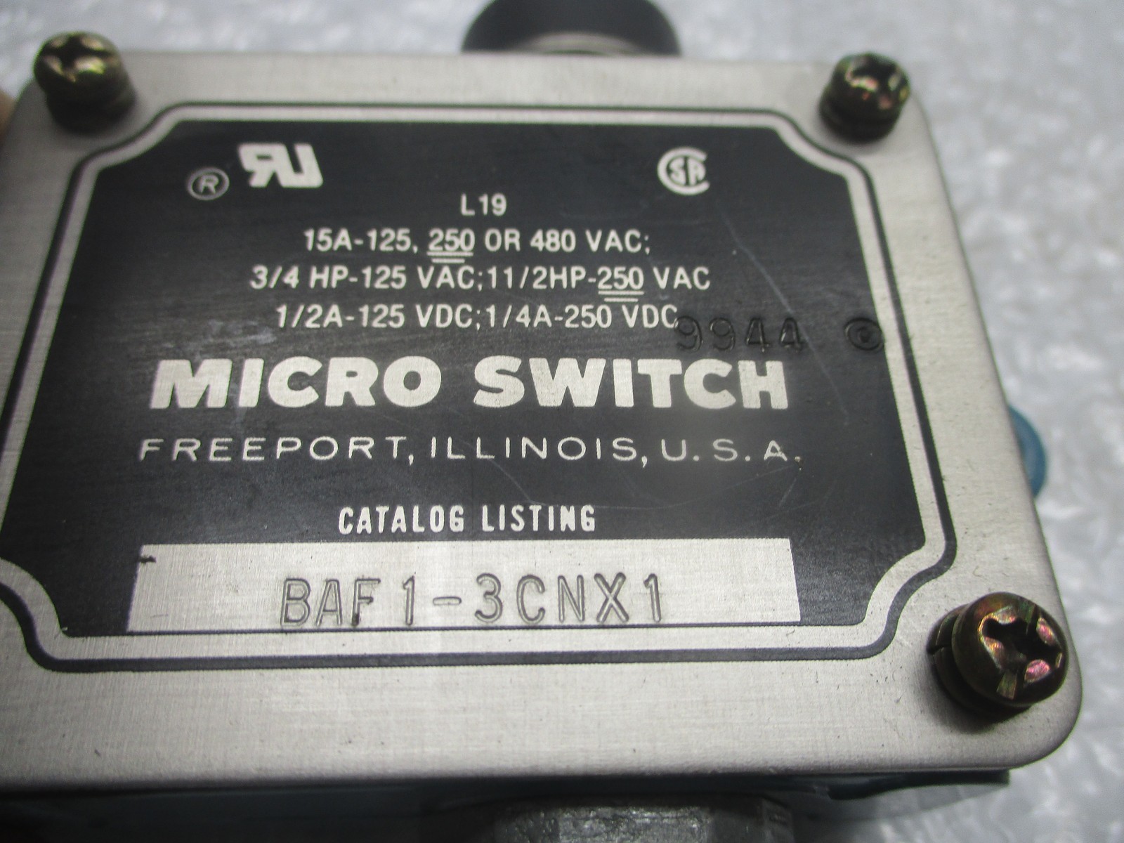 MICROSWITCH BAF1-3CNX1 SWITCH NSNP