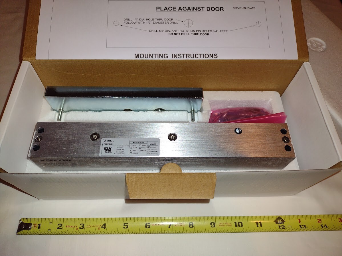 1x Alarm Controls 1200 LBS Electromagnetic Lock AC-1200LB, HES-1200LB