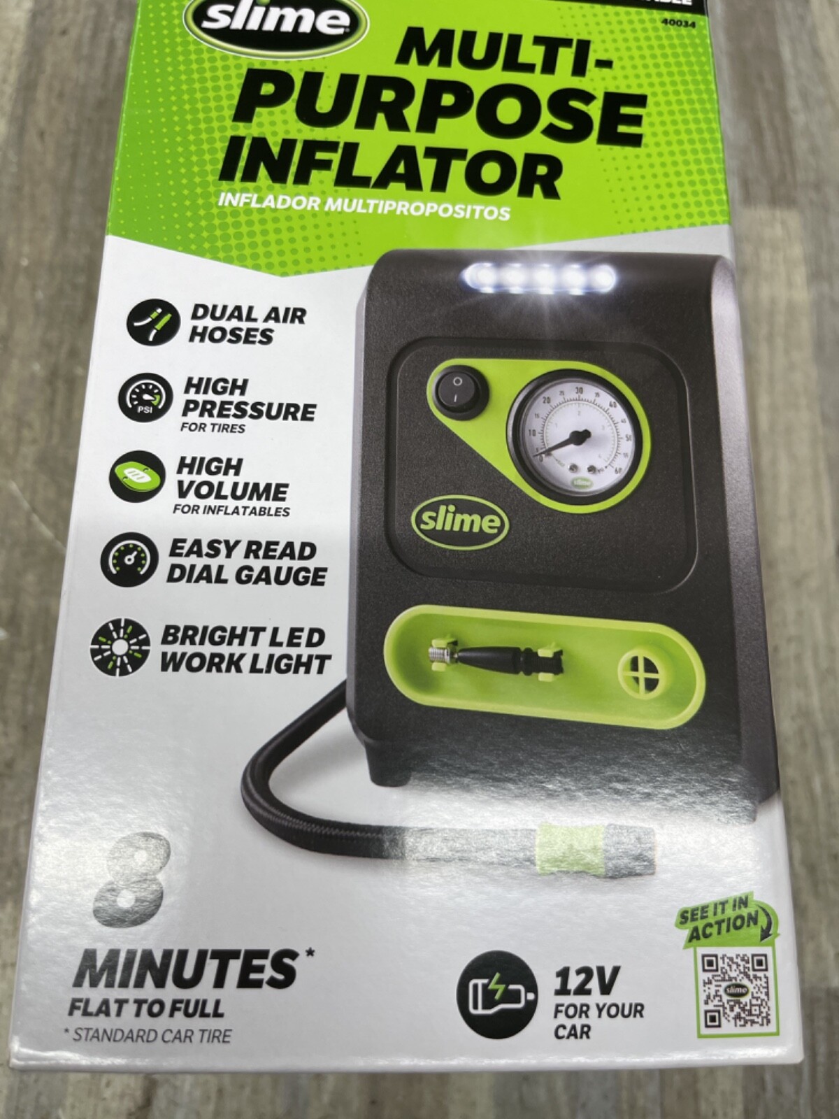 Slime 40034 12-Volt Tire Inflator,150 PsiREV101922ART NEW SEALED