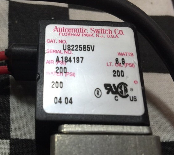 Asco Sub-miniature Solenoid U8225B5V, 1/4″ MVCR x 1-1/3″ CF, 400115-142D #126J