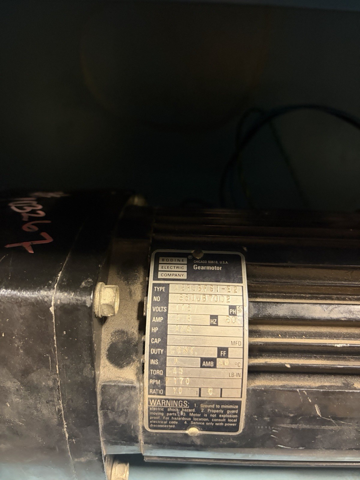 Bodine 42R5BFSI-E2 Parallel Shaft Gearmotor 1/6 HP 115V 115 RPM USED