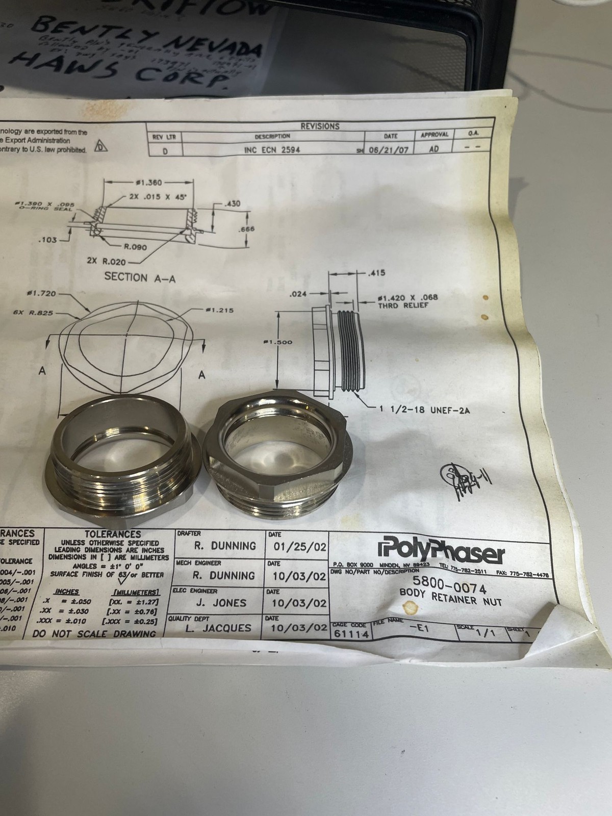 POLY PHASER 5800-0074 BODY RETAINER NUT