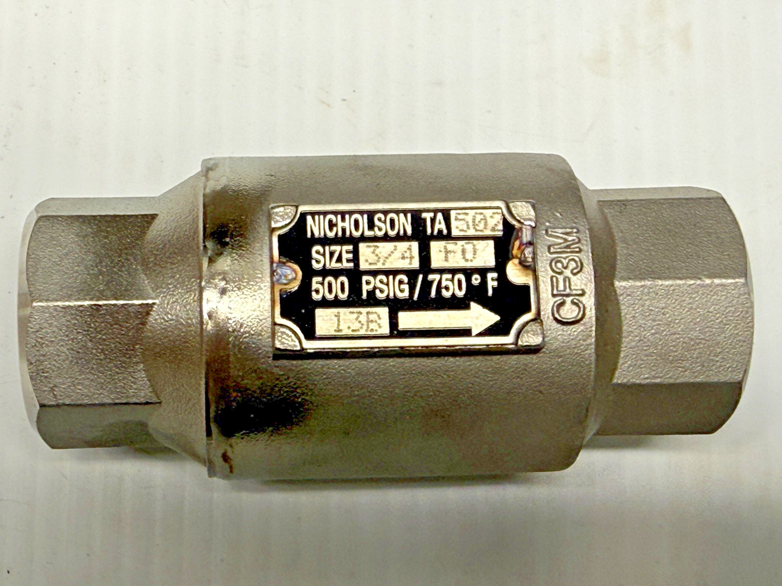 NICHOLSON Steam Trap-TA502-F0 13B, 3/4” NPT, 500 PSI, 750F, TA500-T2D92A0