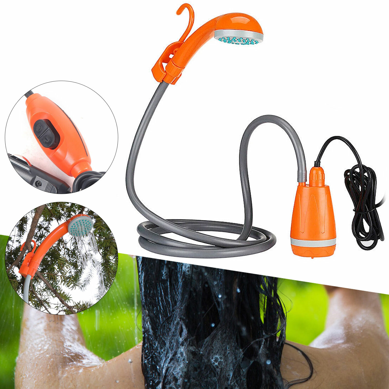Outdoor Portable Shower Head Camping Water Pump Travel Hiking