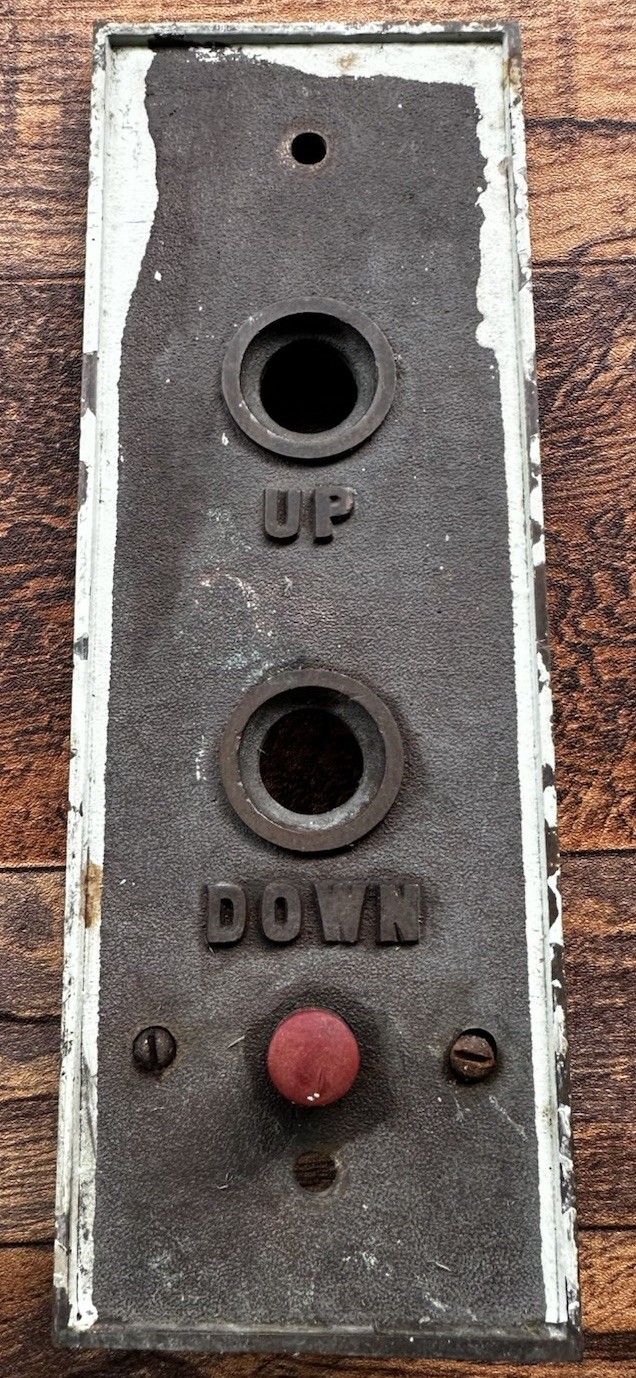 VINTAGE ELEVATOR CAST HALL CALL STATION BUTTON PANEL OTIS DOVER DETROIT UNKNOWN