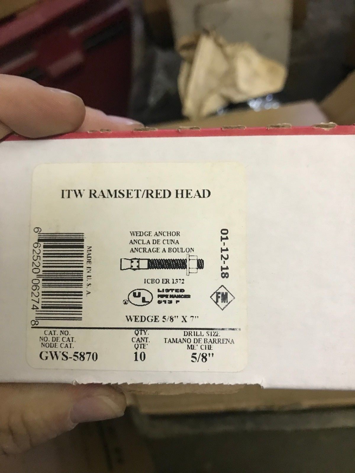 ITW Ramset/Red Head GWS-5870 Wedge Anchor (Pack of 30)