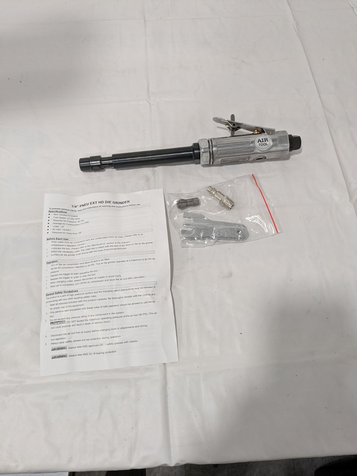 Air Die Grinder: 1/4″ Collet, 1/4″ Inlet WFG-1222