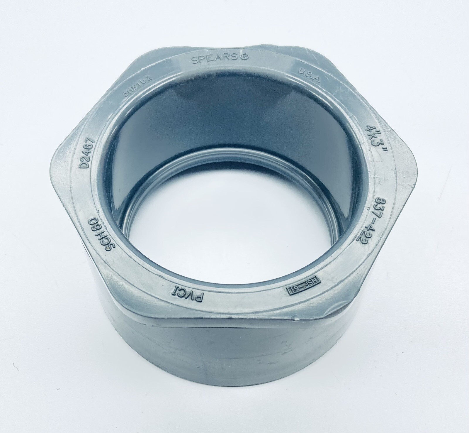UNUSED SPEARS 837-422 REDUCER SOCKET 4″ TO 3″ BUSHING PVCI SCH 80