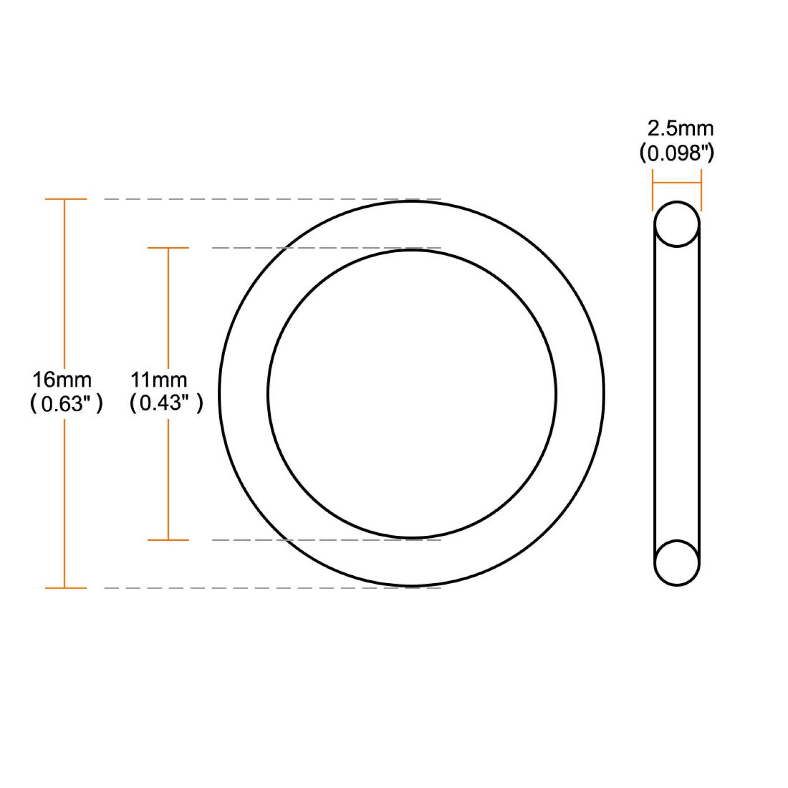 10Pc 16mmx2.5mm Mechanical Rubber O Ring Oil Seal Gaskets