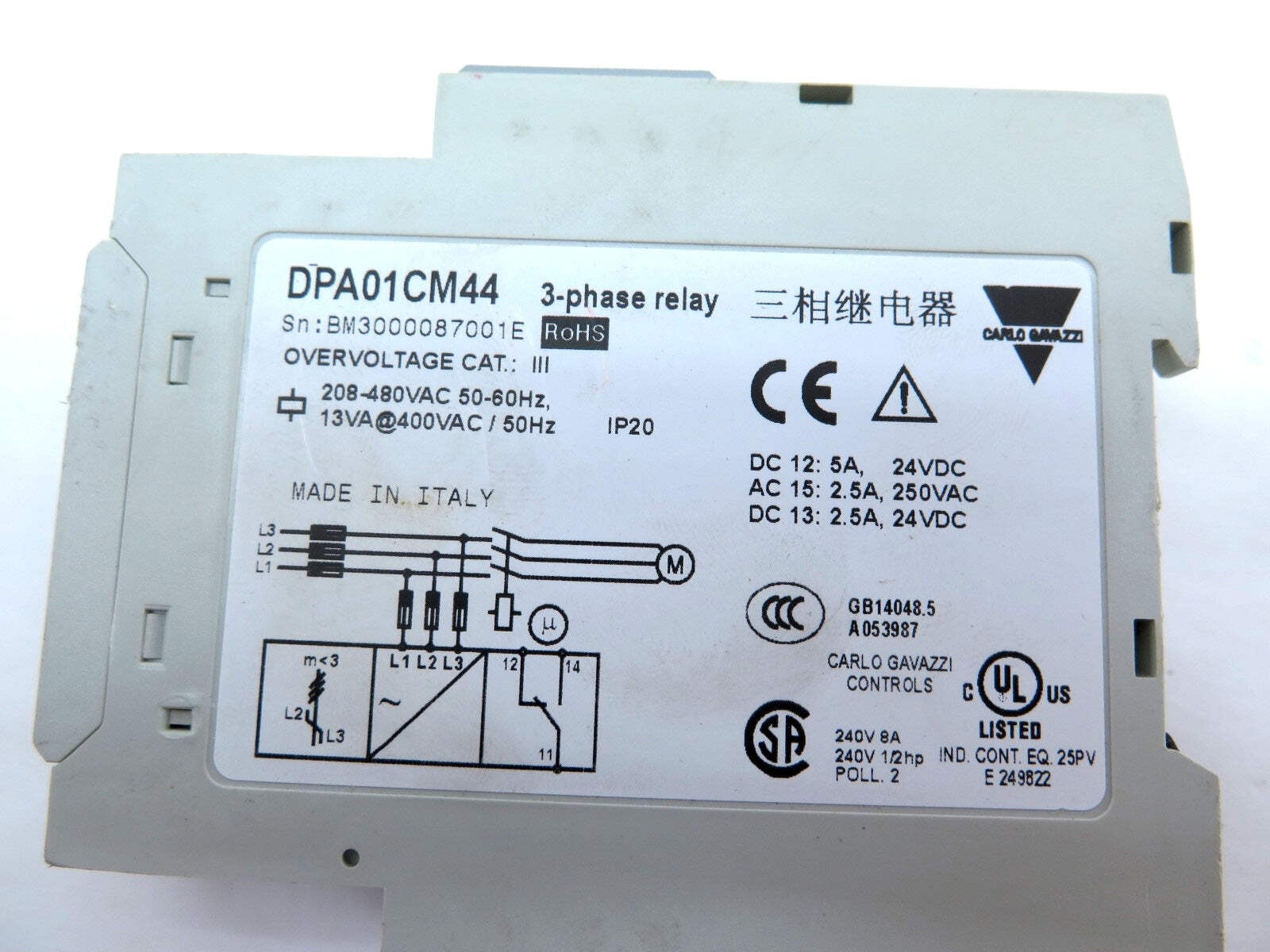 Carlo Gavazzi DPA01CM44 3-Phase Relay