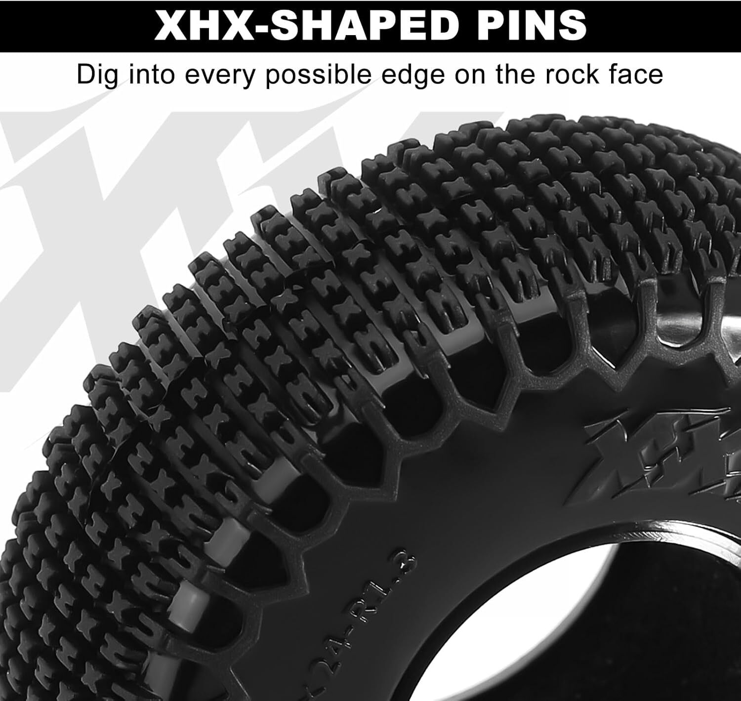 1.3″ XHX Pin Tires for Trx4M SCX24, 72 * 24Mm, S5 Compound, 4Pcs