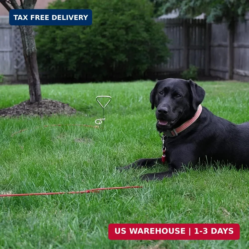 BV Dog Tie Out Cable 30 Feet – Heavy Duty Dog Lead Up to 125 Pounds – Reflective