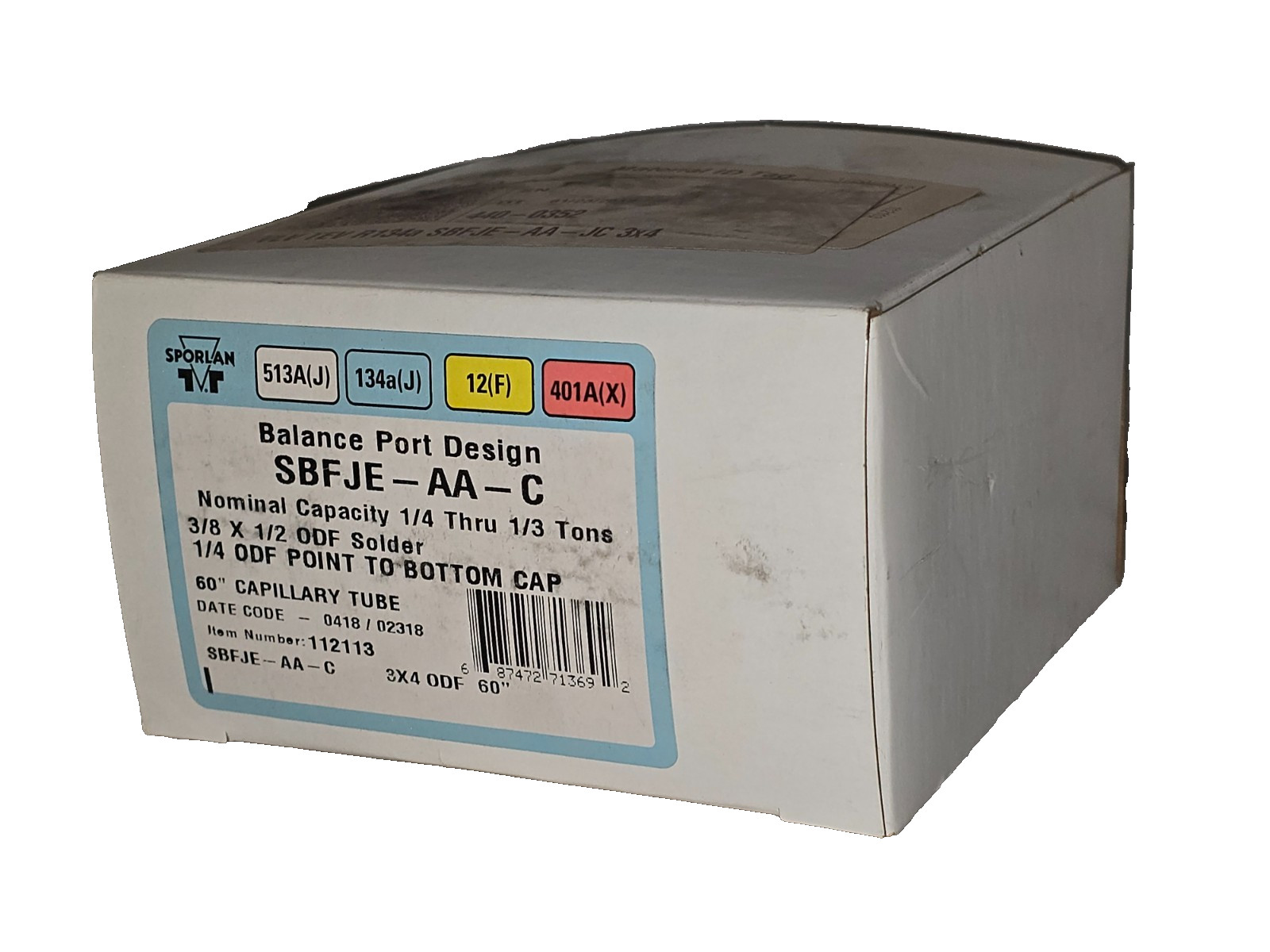 Sporlan SBFJE-AA-C Thermostatic Expansion Valve TXV 1/4-1/3 Ton R134a R401A