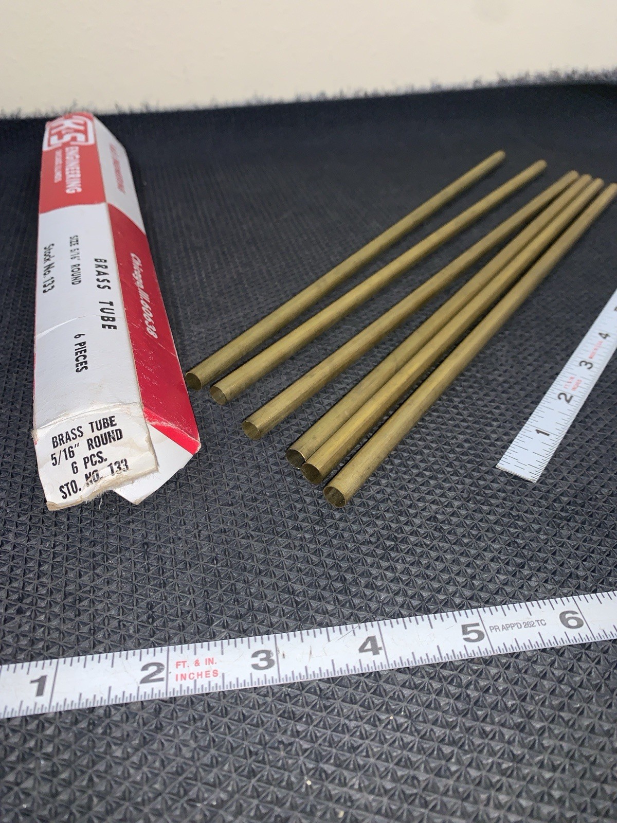 Pack of 6 NEW K & S Precision Metals 133 Round Brass Tube 5/16 x .014