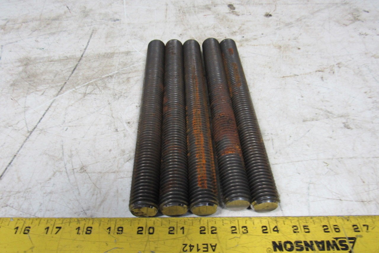 1″-8×9-1/2″ (OAL 9-3/4″) A193 B7 Fully Threaded Stud Plain Finish Lot of 5