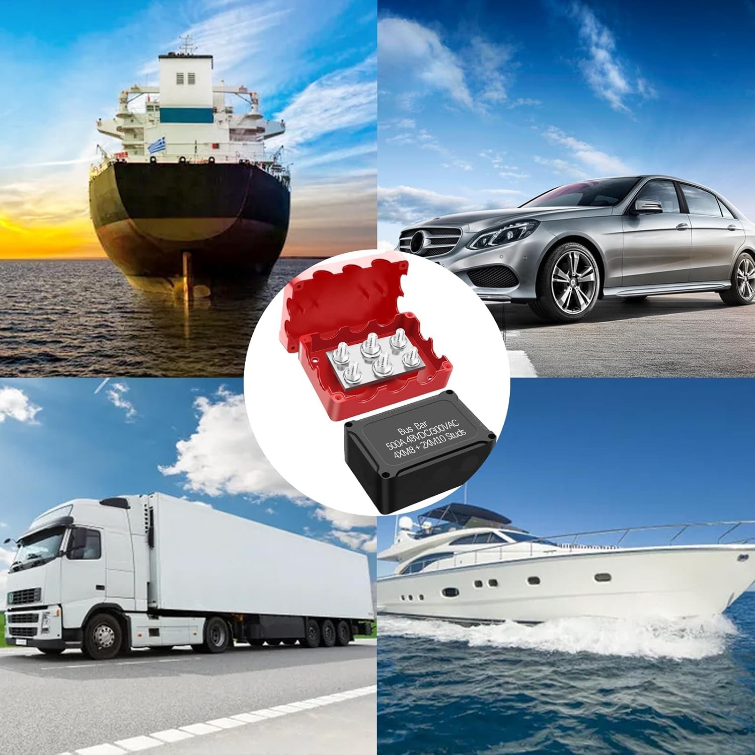 500A Marine Bus Bar Power Distribution Block Heavy Duty Waterproof Car Boat Sola