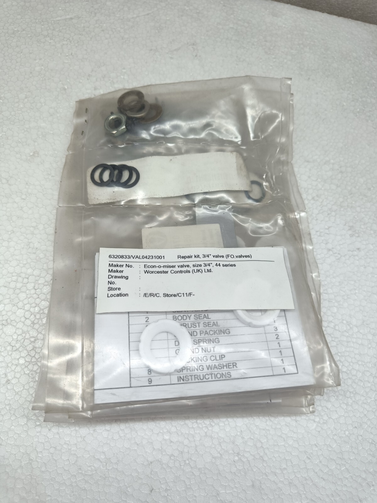 LOT OF 6 WORCSETER CONTROLS 07ARK44-TT DN 20 / 05ARK59-TT DN 15 REPAIR KIT