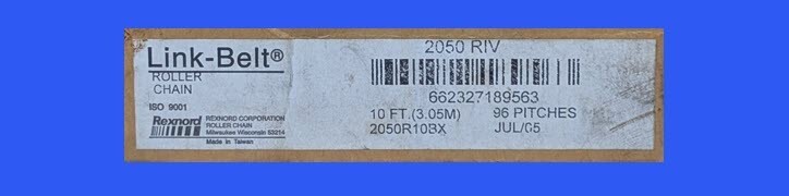 Rexnord C2050R10BX Link-Belt Roller Chain, Riveted, 10ft, 96 Pitches