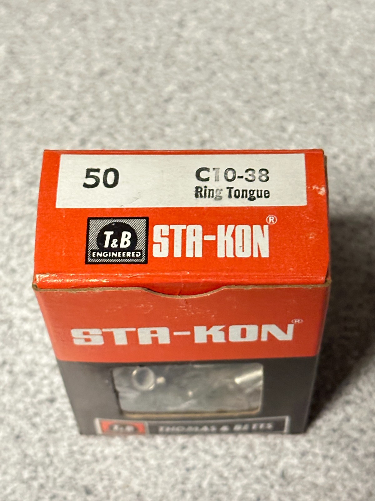 NEW Pack of 50 T&B Sta-Kon C10-38 Ring Terminals, 3/8″ Inc Stud Size, 12-10 Awg