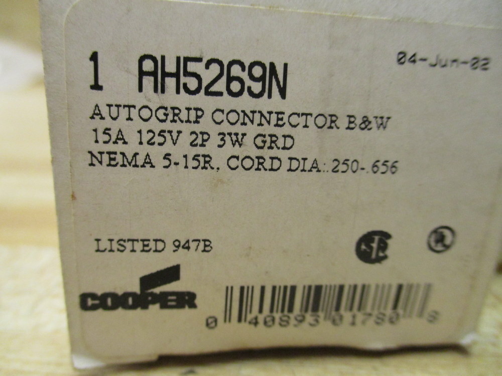 Arrow Hart AH5269N Cooper Auto-Grip Connector