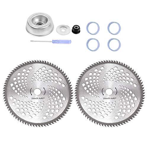 10″x80T Carbide Tip Brush Blade W/Adapter Kit for Cutter,Trimmer,Weed Eater,2SET