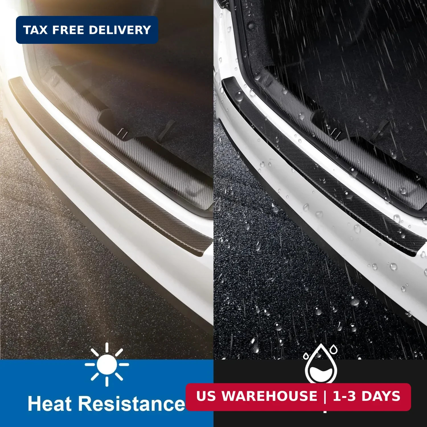 Universal Rear Bumper Protector, 40×3.14 Inches Carbon Fiber Textured Anti-Scrat