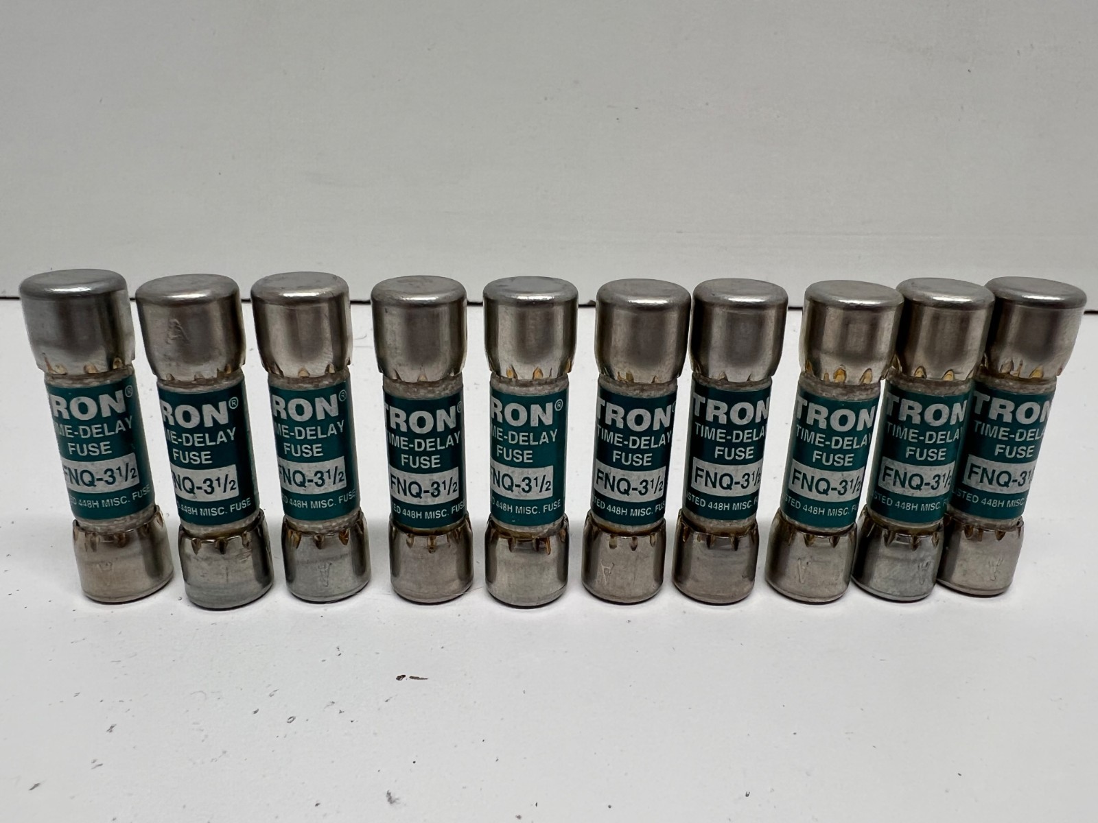 LOT OF (10) NEW OLD STOCK! BUSSMANN 3-1/2A TIME-DELAY FUSES FNQ-3-1/2