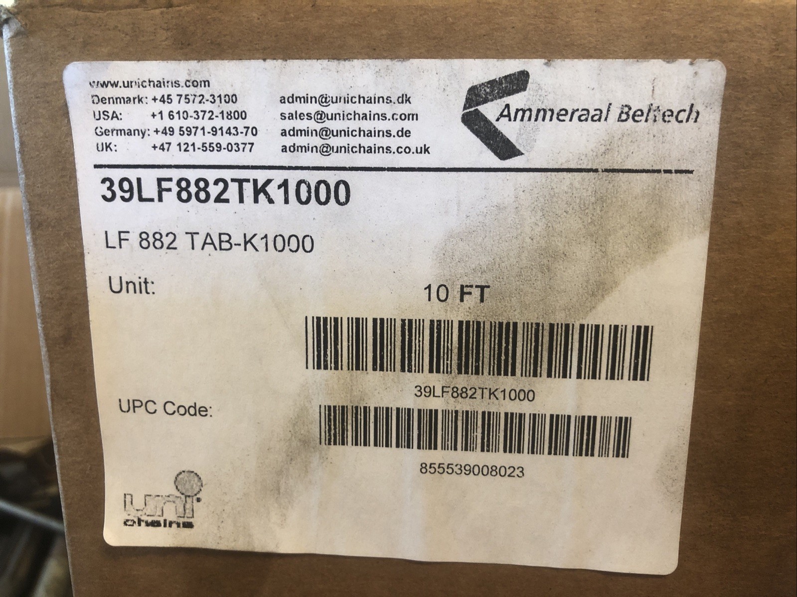 Uni Chains 39LF882TK1000 10ft Ammeraal Beltech OEM Table Top Chain NEW Open Box