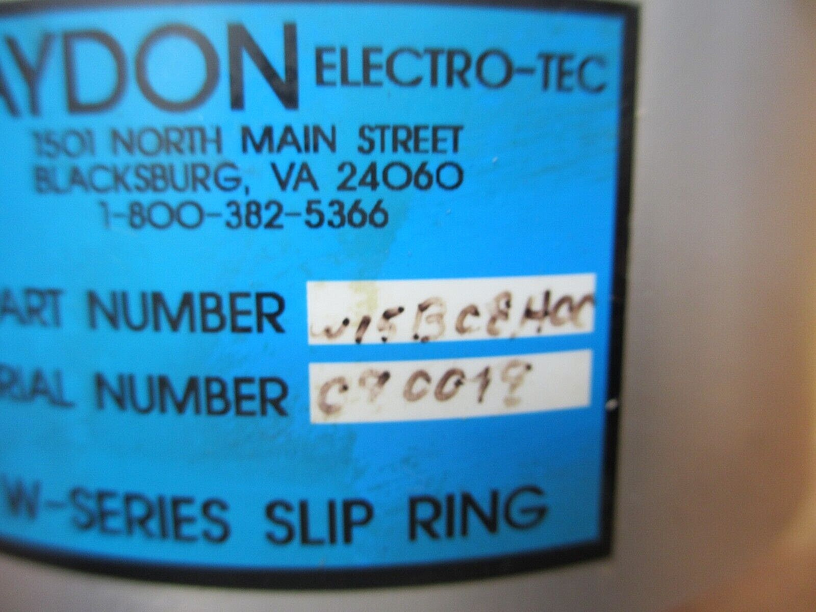 Kaydon W15BC8H00 *USED* Electro-Tec W-Series Slip Ring