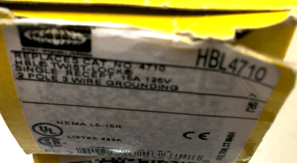 Hubbell Lot of 4 Twist Lock Receptacle HBL2410, 4710, New