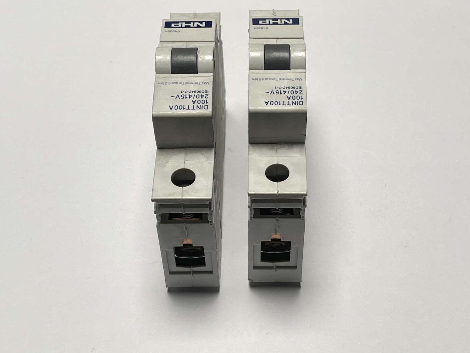 2 x NHP DINTT100A DIN-T Accessory Through Terminal 100A 1 Pole 240/415V AC