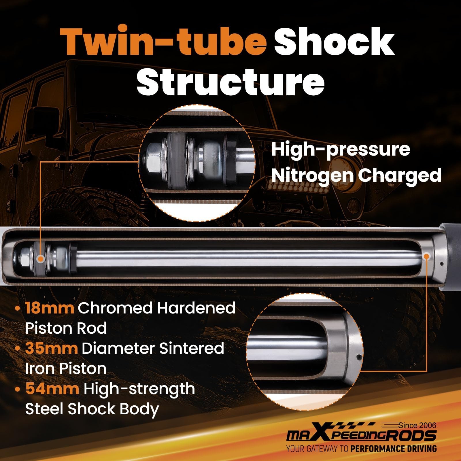 maXpeedingrods 0-4″ Rear Shock Absorbers for Ram 2500 2014-2023 2WD 4WD, G1 V…