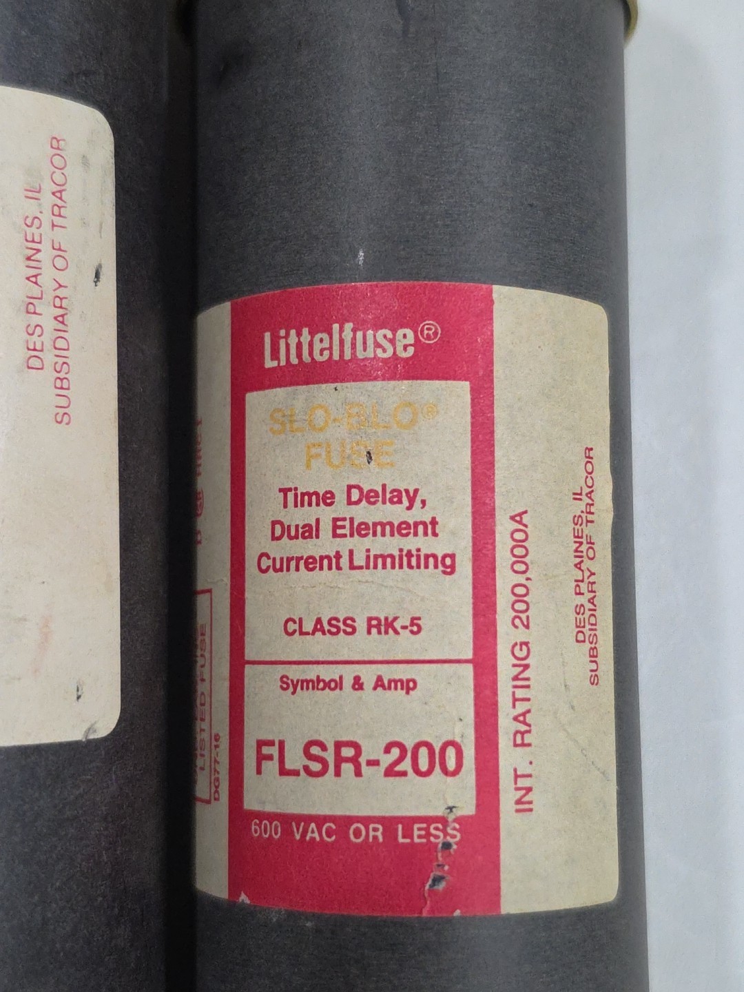 LOT OF 2 Littelfuse FLSR-200 200 Amp Slo-Blo Time Delay Fuses