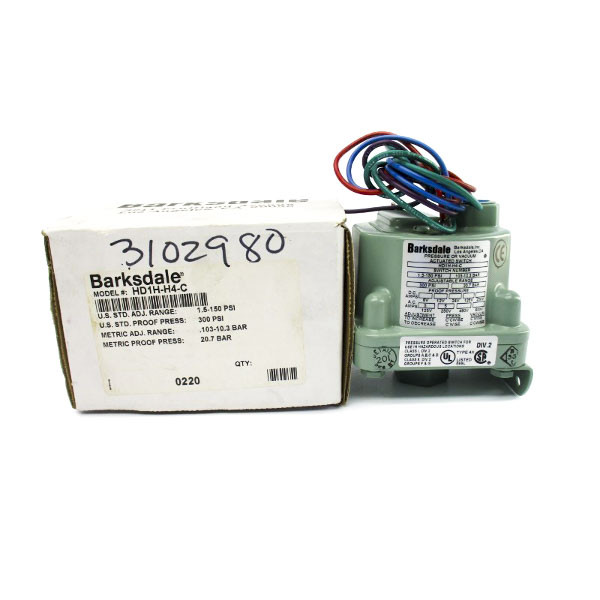 BARKSDALE HD1H-H4-C 250V 5A 1.5-150PSI NSMP