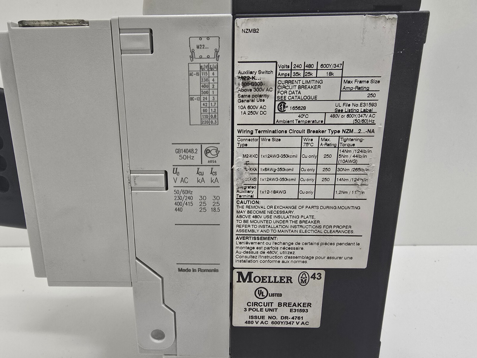 GOOD USED! MOLLER 3-POLE 50A DISCONNECT SWITCH DIN-VDE-0660 NZM-2