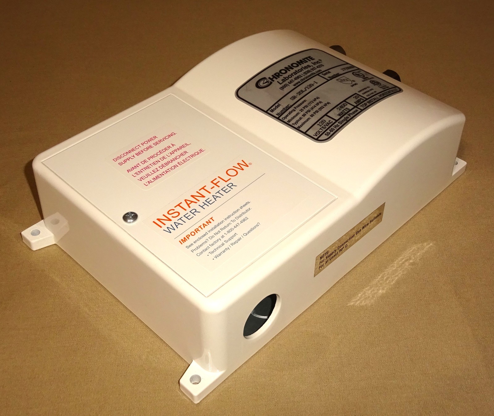 Chronomite SR-20L/120-I Tankless Water Heater 120VAC 20Amp SR Series NEW