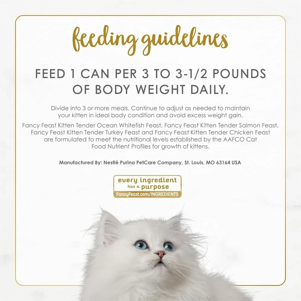 3 Pack Fancy Feast Kitten Grain Free Pate Wet Cat Food 3 oz 24 Ct Variety Pack