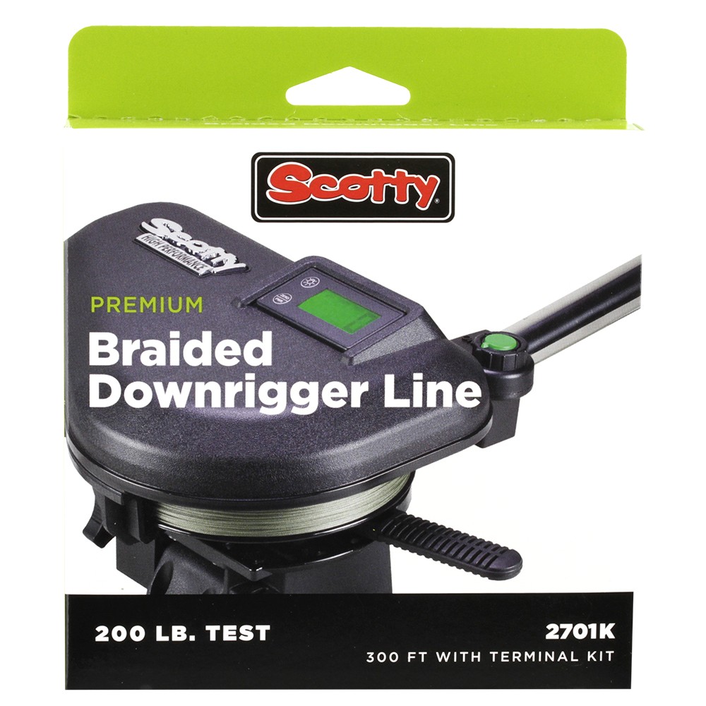 Scotty Braided Downrigger Line 200 Lb Test 300 Ft With Terminal Kit 200Lb