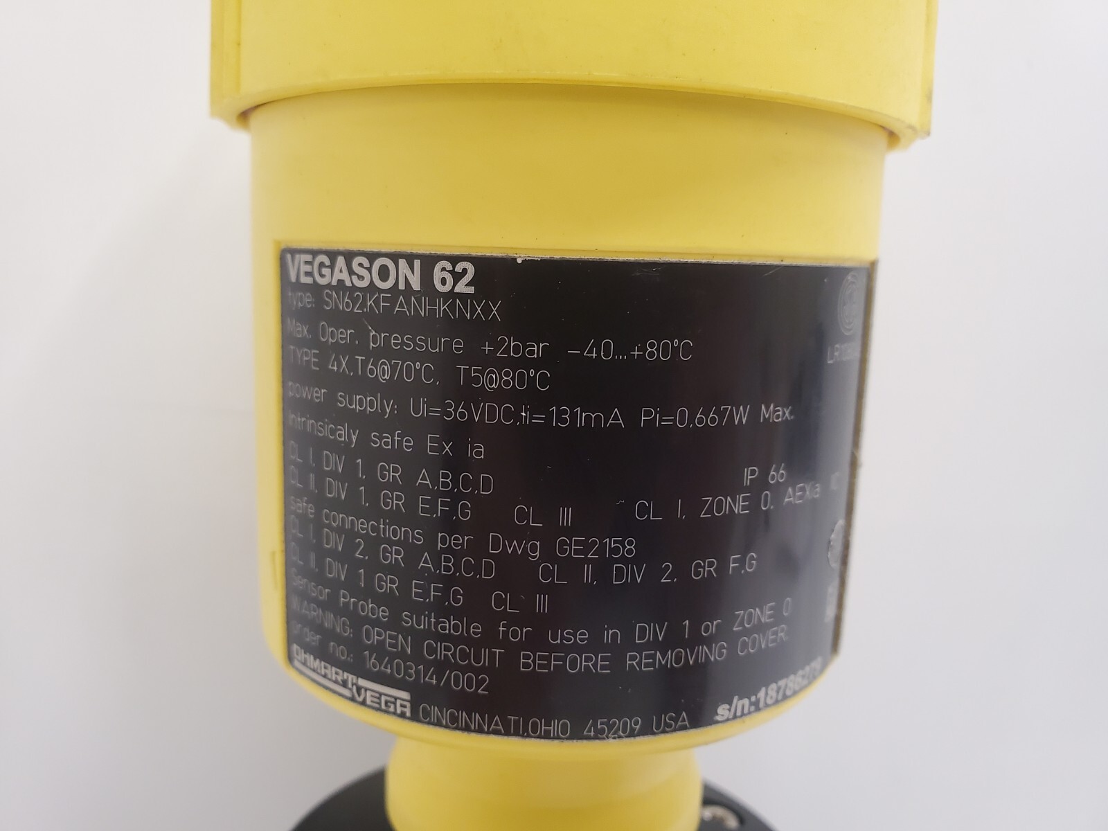 NEW OLD STOCK! VEGA VEGASON 62 LEVEL SENSOR SN62.KFANHKNXX