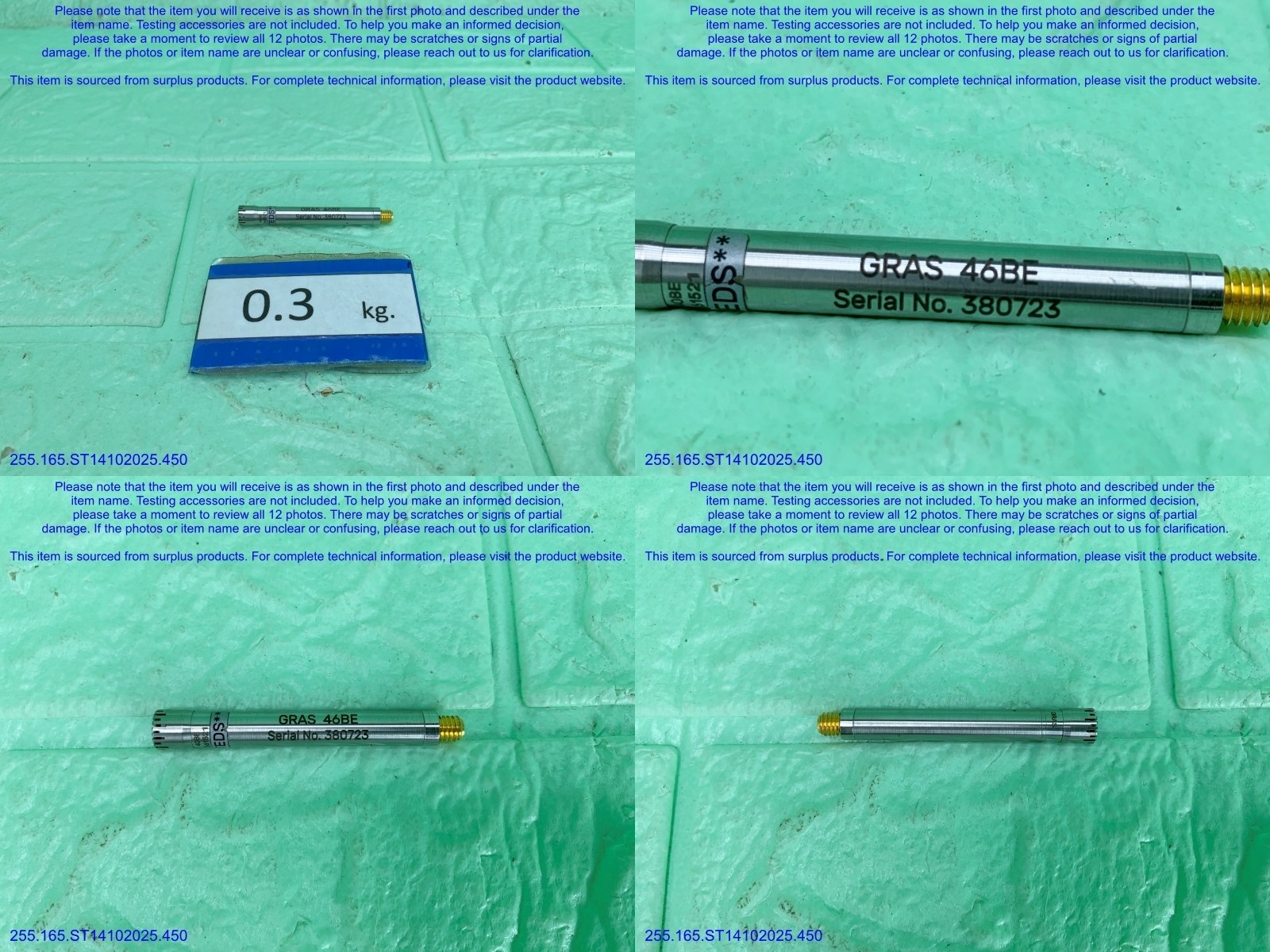 GRAS 46BE Microphone Missing Cable&Plug as shown in photos, sn:Random, Sale.