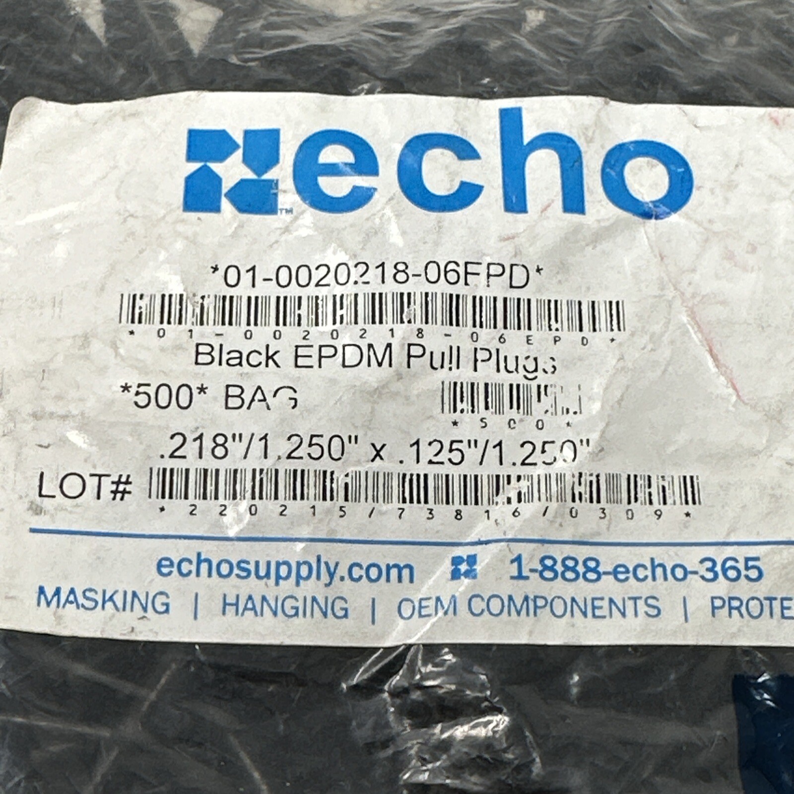 Echo Black EPDM Pull Plugs 01-0020218-06FPD – (Bag of 500)
