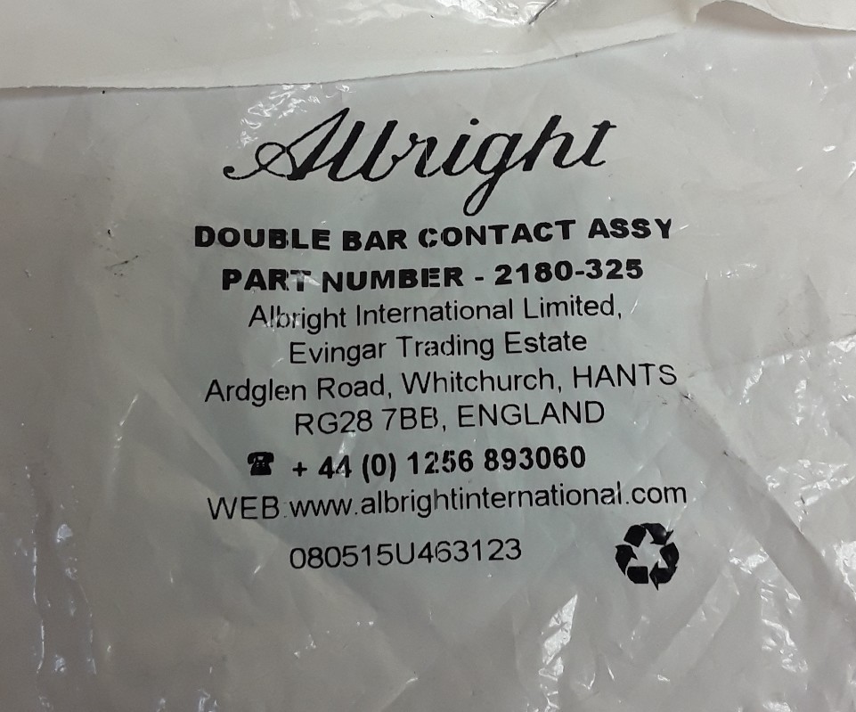 ALBRIGHT DOUBLE BAR CONTACT ASSEMBLY 2180-325