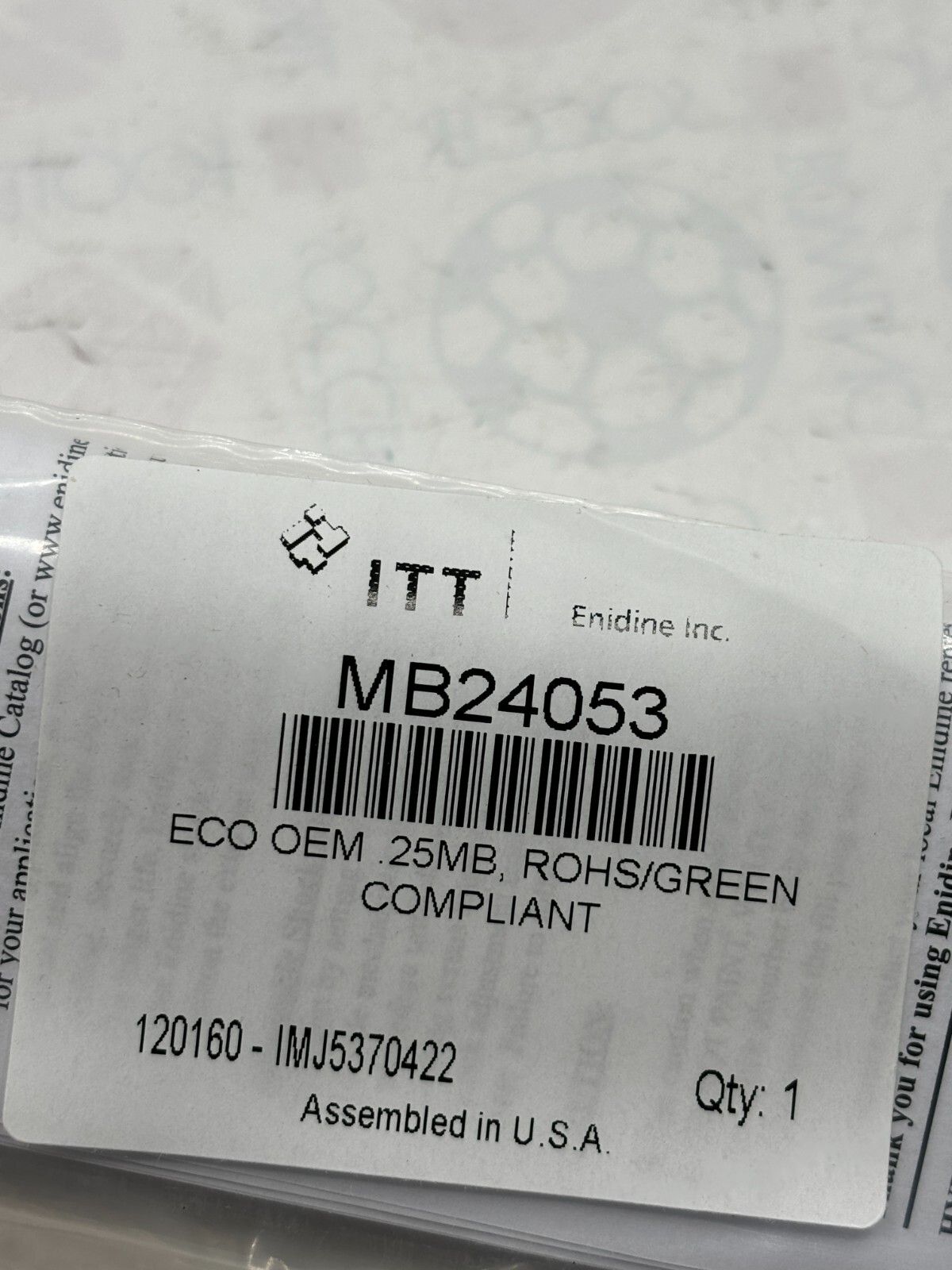 ENIDINE ITT MB24053 SHOCK ABSORBER 10MM STROKE, SHOCK ABSORBER 161K648H01 🔔