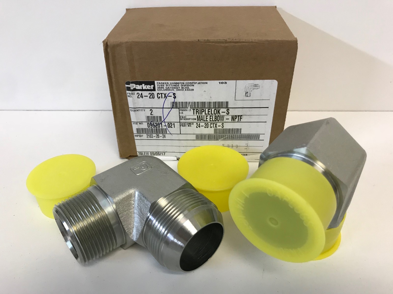 2 NEW! PARKER 1-1/2X1-1/4 90 DEG TRIPLE-LOK HYDRAULIC ELBOW FITTINGS 24-20 CTX-S