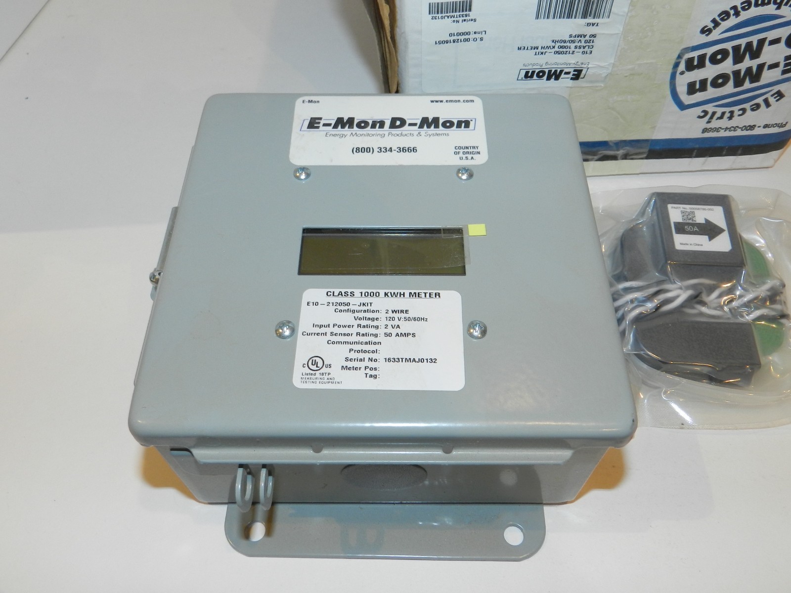 E10-212050-JKIT E-Mon D-Mon Submeter, Class 1000 KWH Meter, 120V 50/60Hz 50A NEW