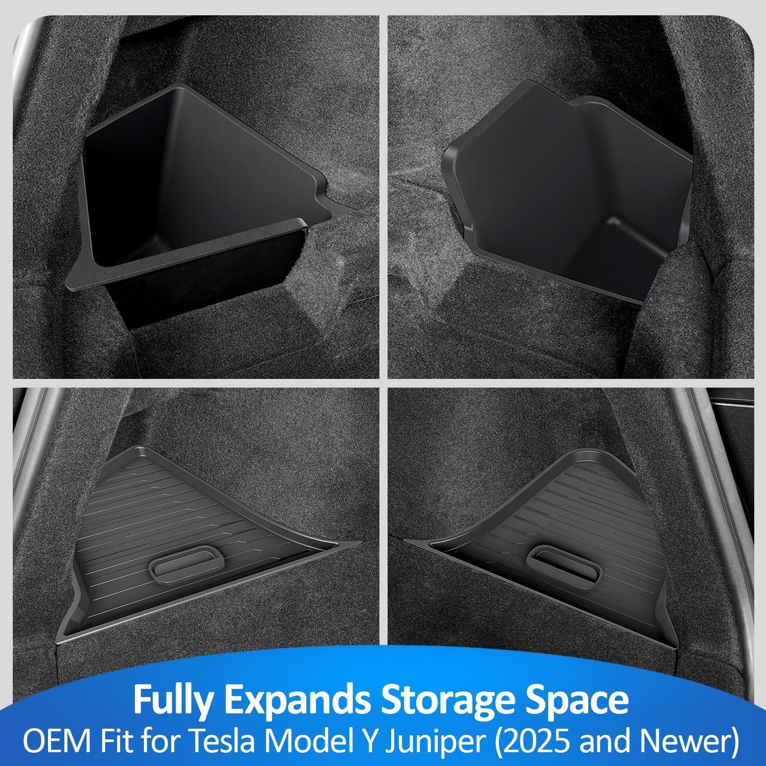 GEEDAR Tesla Model Y Juniper Trunk Organizer Set, 2 Trunk Storage Bins with T…