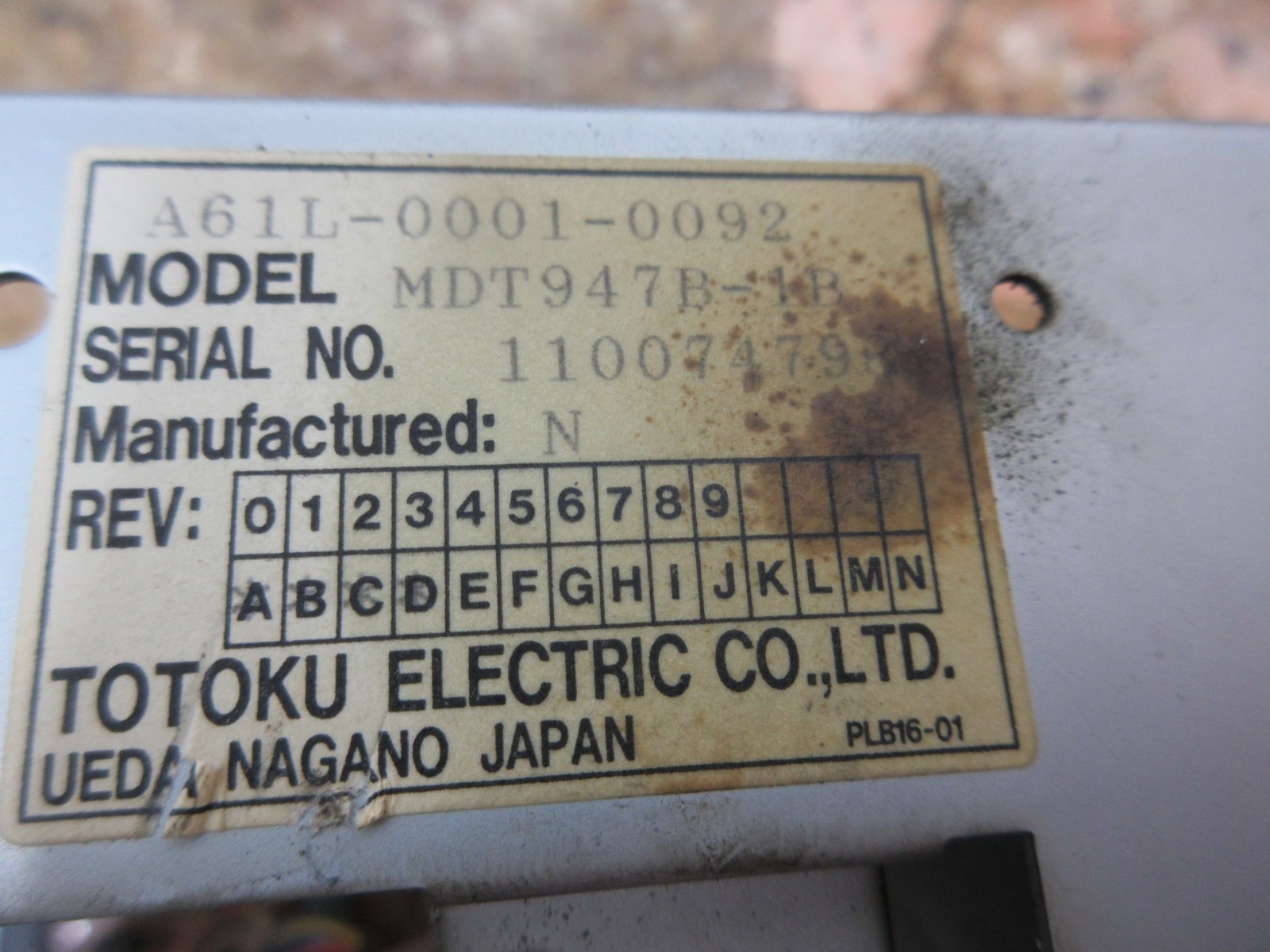 TOTOKU A61L-0001-0092 MDT947B-1B MONITOR DISPLAY