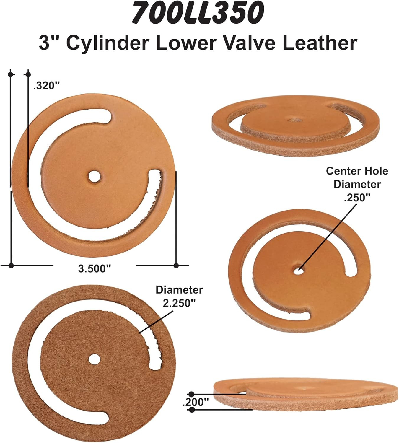 MFG 700LL350 Universal Lower Valve Leather, 3.5″ x 3.5″ x 0.2