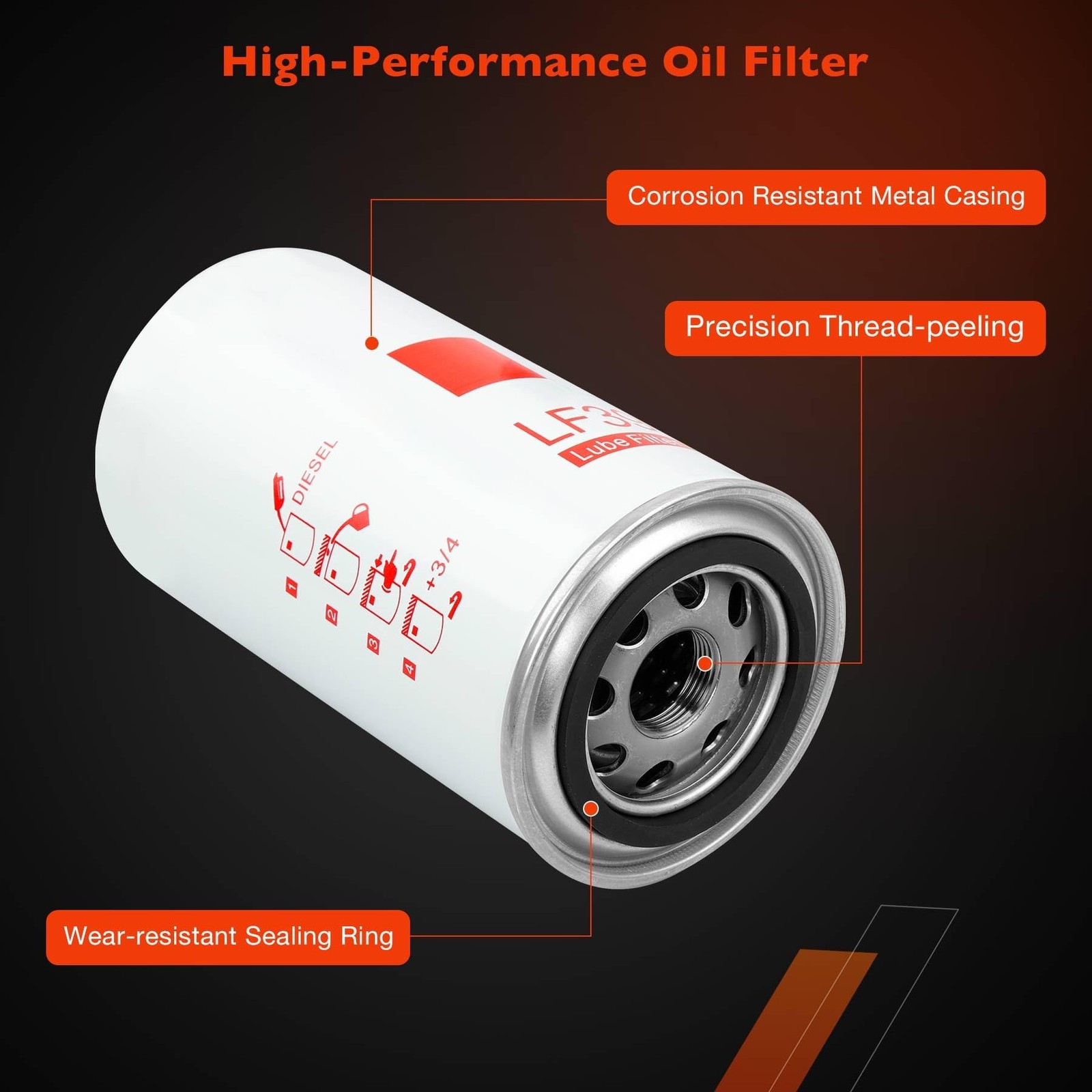 LF3972 Oil Filter Compatible With Cummins ISB 6.7, 6BT 5.9, ISV5.0, L6, OHV G…